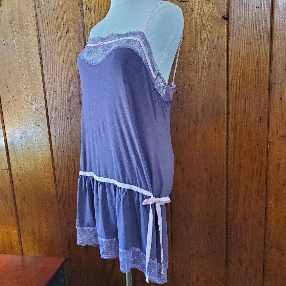 VTG Victoria's Secret Purple Lace Nightgown Dress Drop Waist Flapper Large